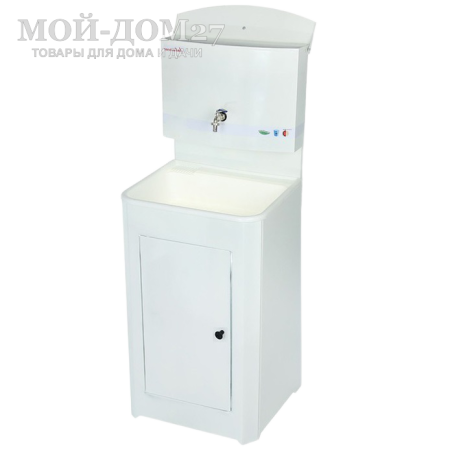 Умывальник без подогрева пласт. мойка | Мой-Дом27 | Объем бака – 20 литров без нагревателя<br>
 Материал умывальника – сталь толщиной 0,7 мм<br>
 Мойка – пластик белого цвета<br>
 Кран – металлический<br>
Поставляется в разобранном виде, в коробке 80*54*20 см с ручками